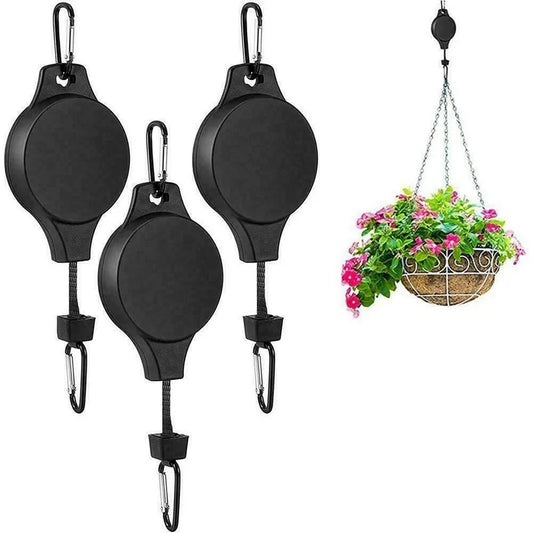 Set de 3 Poleas Retráctiles Ajustables para Colgar Plantas