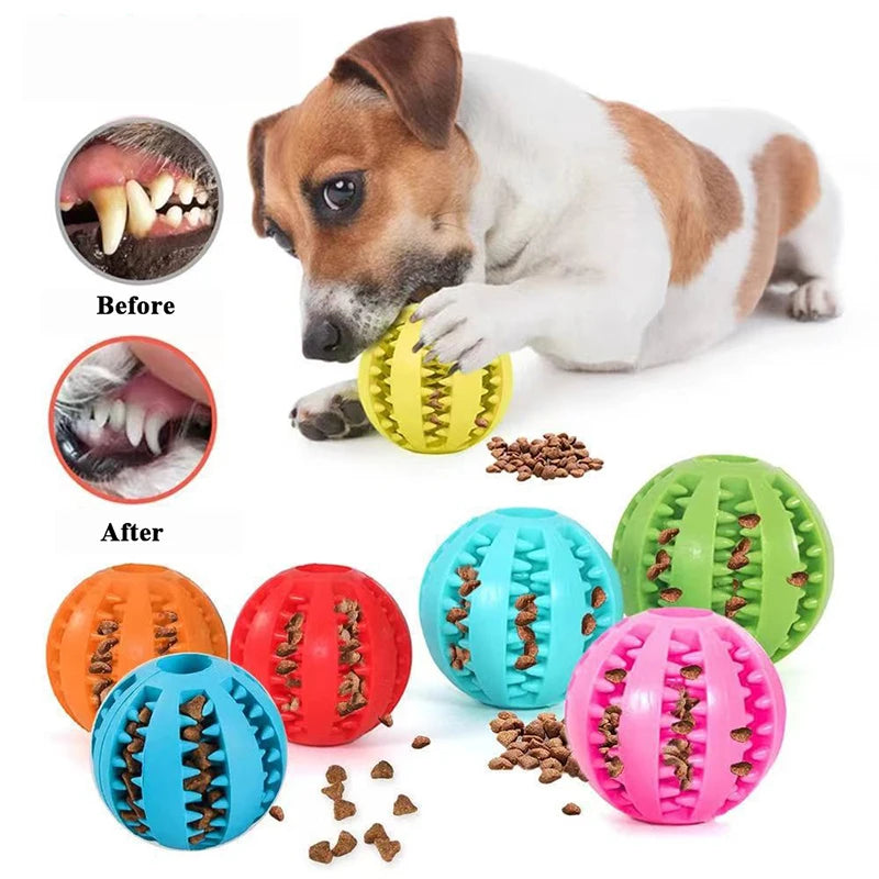 Pelota Interactiva para Mascotas - Juguete de Caucho Indestructible y Limpiador Dental