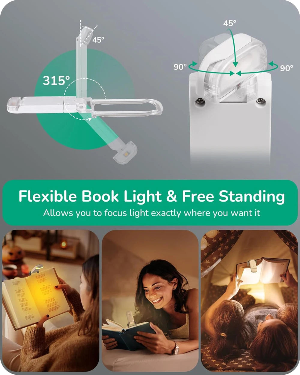 Lámpara de Lectura LED Recargable – Luz Portátil con Clip