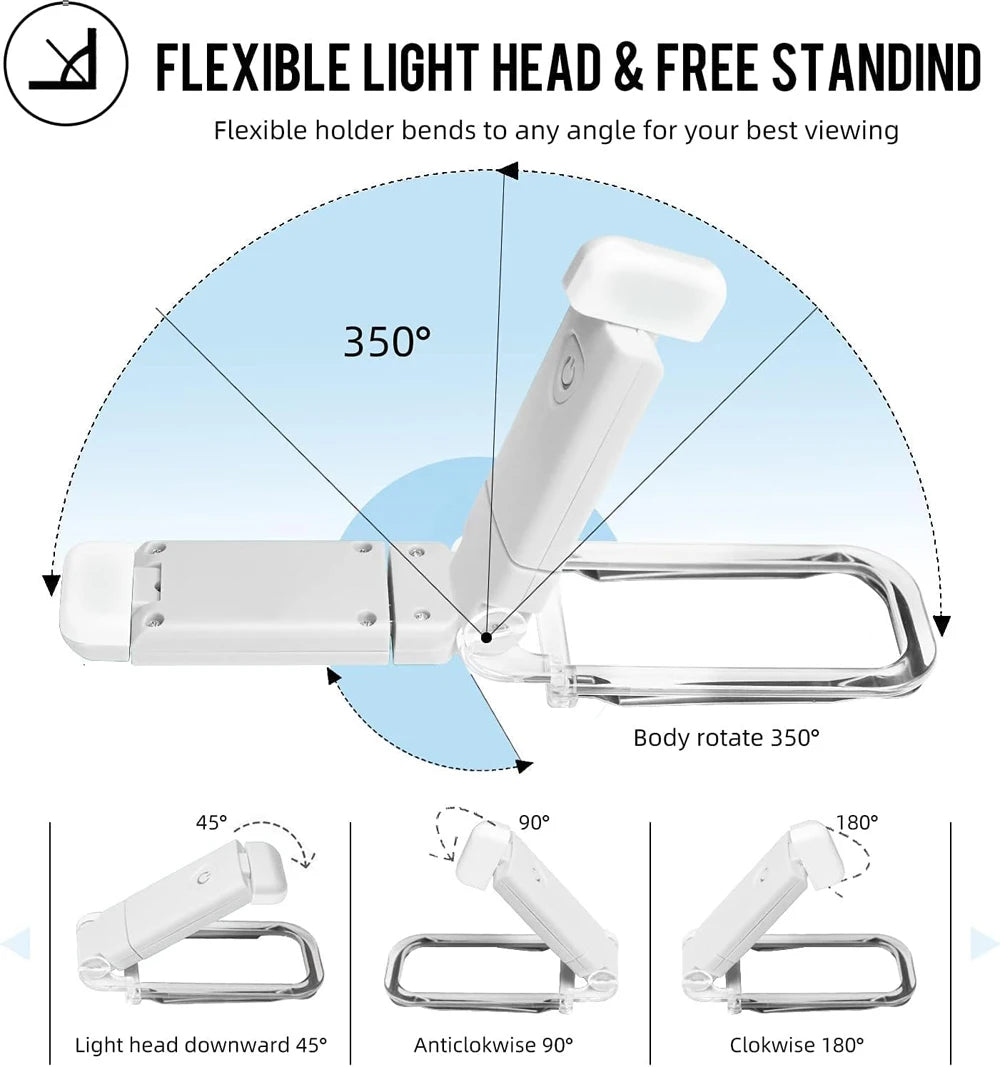 Lámpara de Lectura LED Recargable – Luz Portátil con Clip